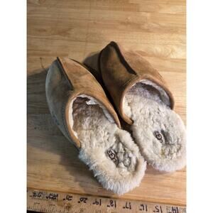 Ugg Size 10 Men's Shearling Camel Suede Leather Slide on Slippers